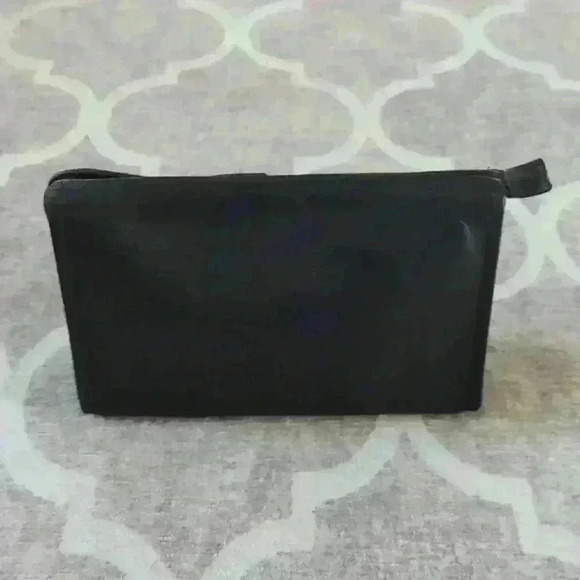 Vintage Black Leather Clutch Zipper Closure Italy - Picture 5 of 11